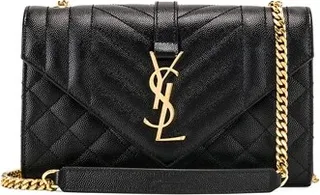Saint Laurent Small Monogramme Envelope Chain Bag in Black