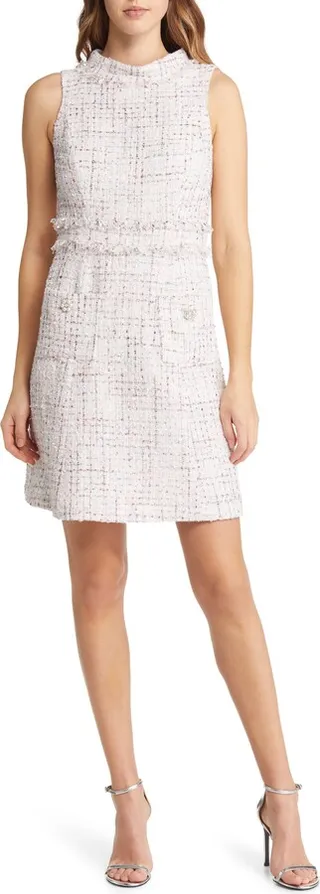 Mock Neck Tweed Dress