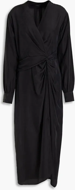 Amber wrap-effect twisted silk midi dress