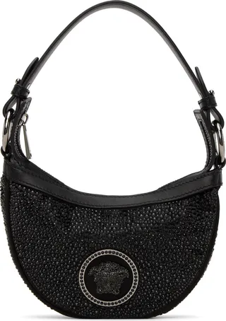 Versace Black Mini Crystal Repeat Bag
