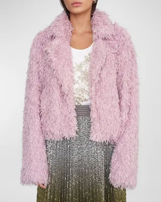 After Show Chevron Faux Fur Jacket