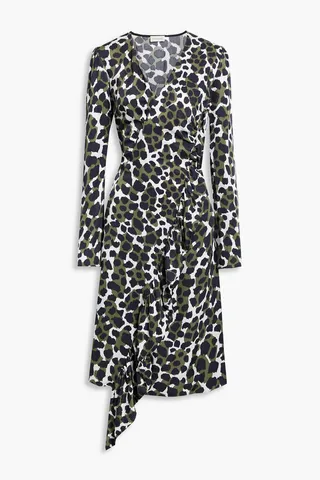 Orixt ruffled leopard-print satin midi dress