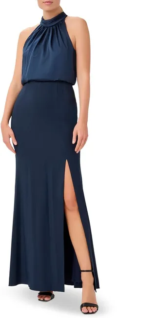 Satin Crepe Halter Dress