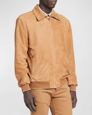 Men's Suede Full-Zip Bomber Jacket