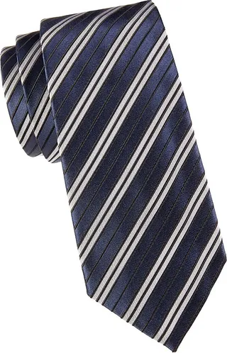 Striped Silk & Cotton-Blend Tie