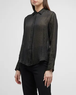 Gaia Metallic Stripe Slim Button Down Shirt