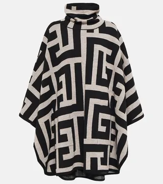 Monogram high-neck poncho