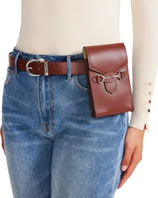 Steve Madden Women's Horse-Bit-Trim Pouch Belt Bag