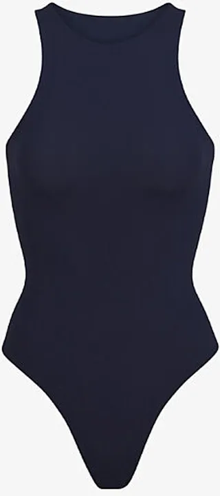 Womens Navy Fits Everybody High-neck Stretch-jersey Body Xxxl