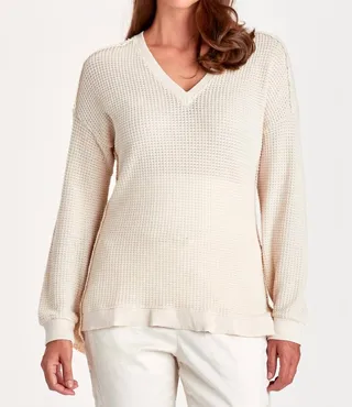 Oxley V-Neck Sweater in Toasted Almond