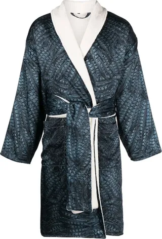 Feather-Print Robe