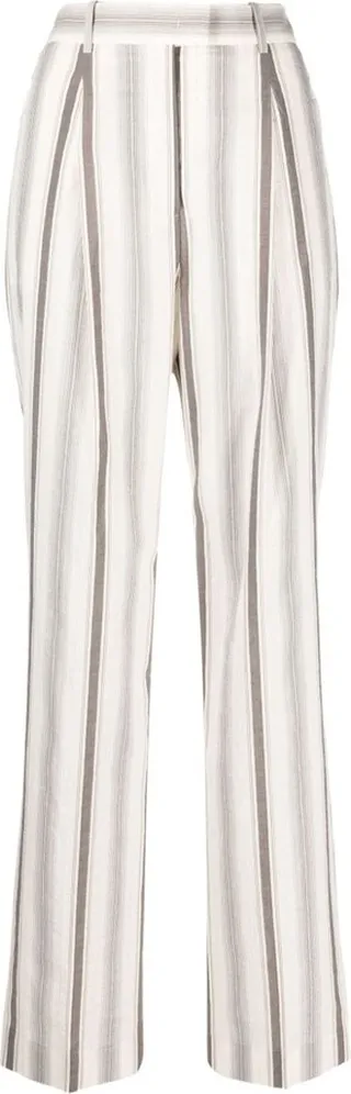 Stripe-Print Straight-Leg Tailored Trousers