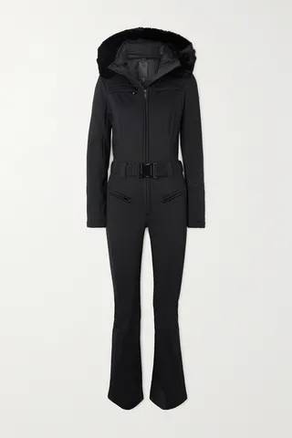 Goldbergh - Parry Belted Hooded Faux Fur-trimmed Ski Suit - Black