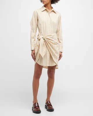 Charlotte Striped Tie-Waist Shirtdress