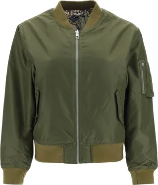 Tory Burch Reversible Bomber Jacket With Printed Silk Lining