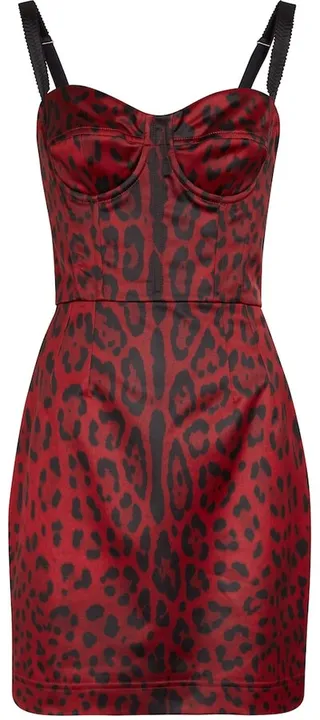 Leopard-print satin bustier minidress