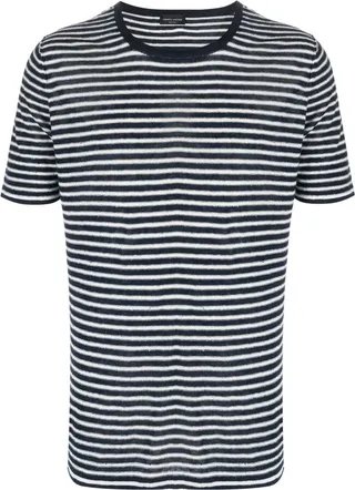 two-tone striped linen T-shirt