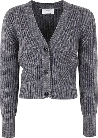 AMI V-Neck Cropped Cardigan