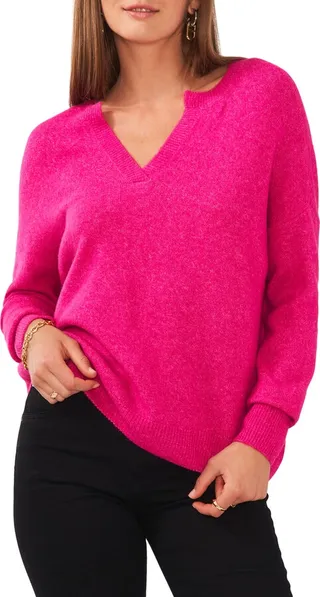 Drop Shoulder V-Neck Sweater