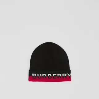 Burberry Logo Intarsia Cashmere Blend Beanie