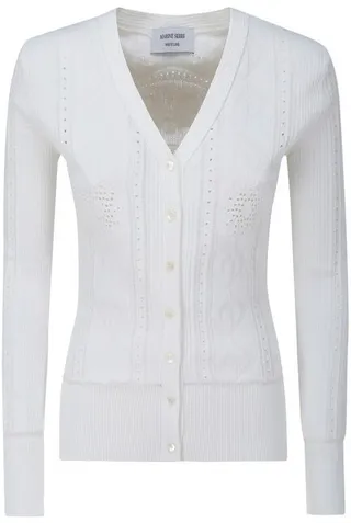 Marine Serre Perforated V-Neck Cardigan