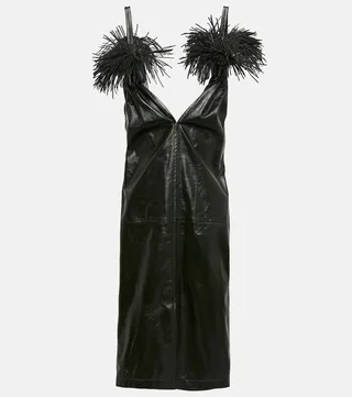 Fringed leather minidress