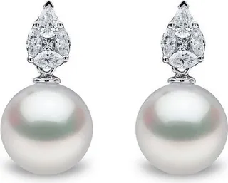 18kt white gold Starlight south sea pearl and diamond earrings