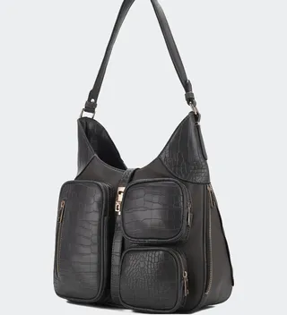 MKF Collection by Mia K Daphne Crocodile-Embossed Vegan Leather Shoulder - Grey