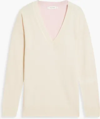 Two-tone wool and cashmere-blend sweater
