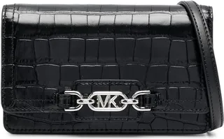 Croco-Embossed Logo-Plaque Crossbody Bag