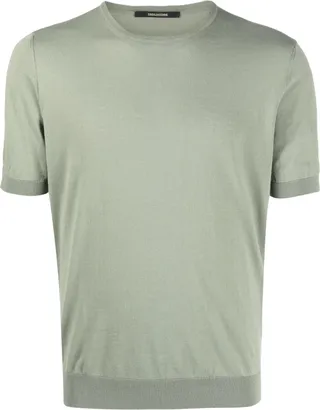 fine-knit short-sleeve T-shirt