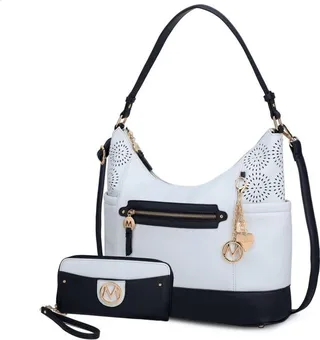 MKF Collection by Mia K Charlotte Shoulder Handbag With Matching Wallet - Blue