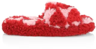 Resort Slide Shearling Wavy Print Intarsia