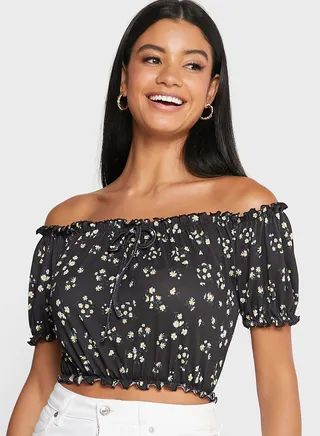 Puff Sleeves Printed Top