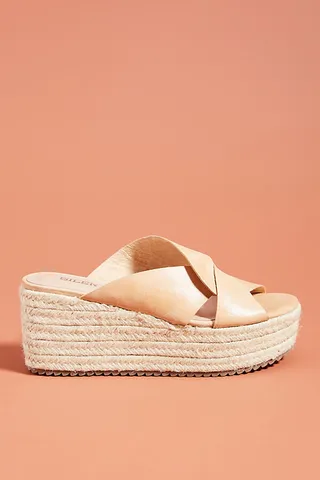 Silent D Twisted Platform Wedge Sandals Brown