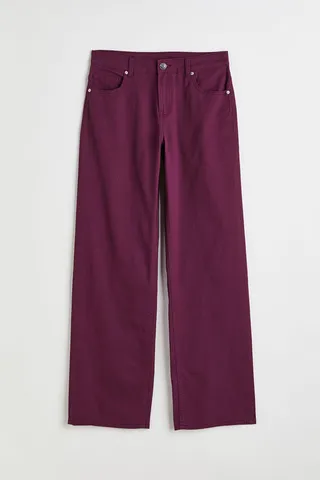 Wide-leg Twill Pants