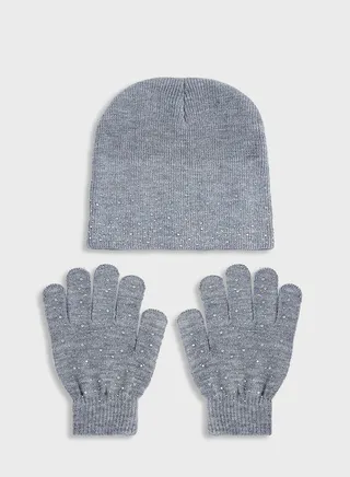 Diamante Winter Beanie & Glove Set