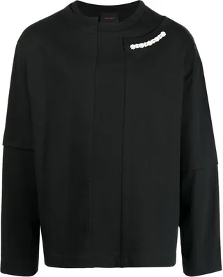 faux-pearl embellished T-shirt