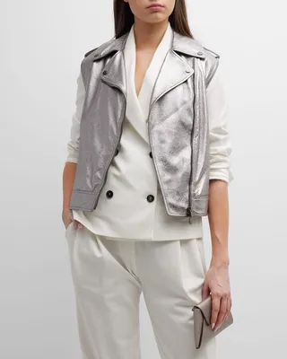 Buffer Shiny Leather Moto Vest