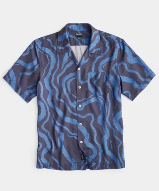 Ripple Camp Collar Shirt in Blue