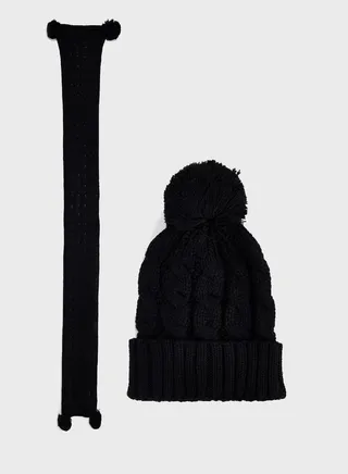 Pom Pom Winter Beanie & Scarf Set