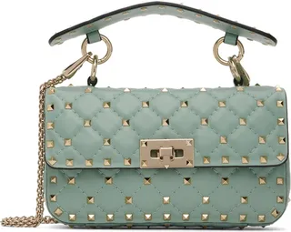 Valentino Garavani Green Small Rockstud Spike Bag