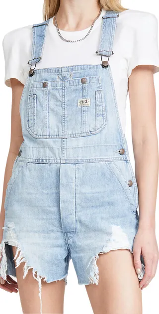R13 Overall Shorts