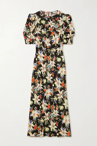 RIXO - Lucile Floral-print Crepe Midi Dress - Black