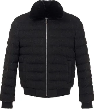 Quilted Wool Jacket with Shearling Lamb
