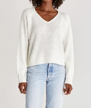 Becca V-Neck Sweater in White