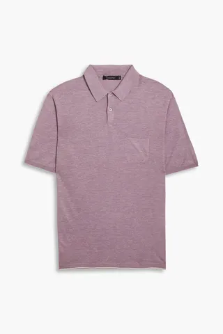 Slub silk and linen-blend jersey polo shirt