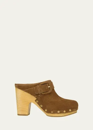Dacey Buckle Suede Clogs