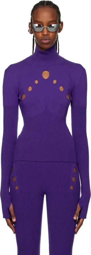 Jean Paul Gaultier Purple Cutout Turtleneck