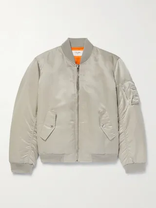 Logo-Print Chain-Embellished Nylon Bomber Jacket